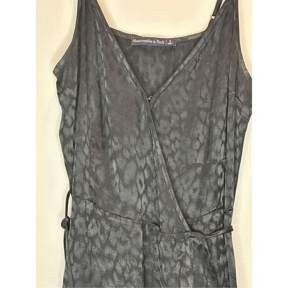 Abercrombie & Fitch Black Leopard Wrap Ruffle Bottom Dress Size Small - Picture 4 of 11